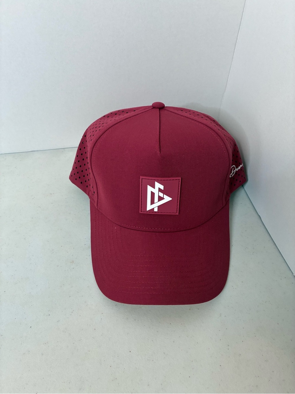 DeemedFit Burgundy Performance Snapback Hat Laser Cut Running Gym Baseball Cap